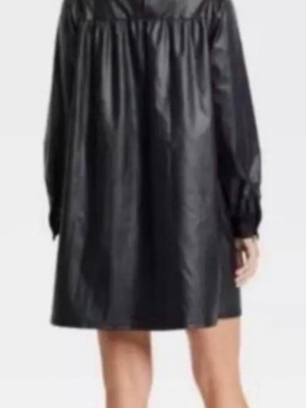 NWT Who What Wear Black Faux Leather Long-Sleeve Shift Dress XL - Picture 2 of 6